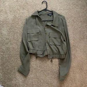 Lulus army green light crop jacket